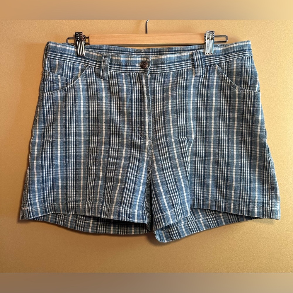vintage blue plaid shorts